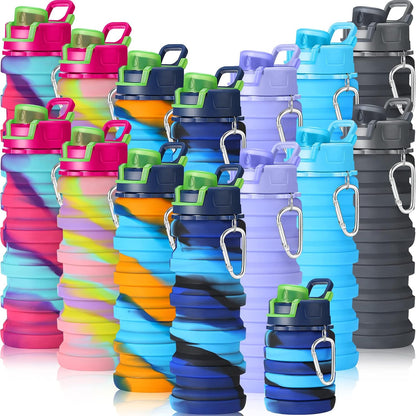 Sunnyray 14Pcs Collapsible Water Bottles Bulk 17oz (500ml), Dark Color