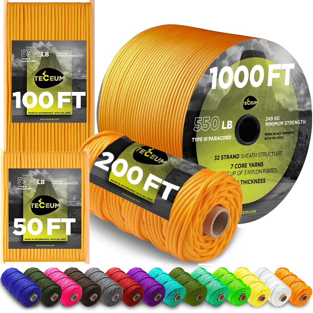 Paracord Rope 550 lb 4mm – Parachute Cord – Utility Camping Rope