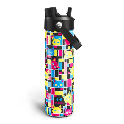 ENCOOL Insulated Water Bottle with Straw Stainless Steel Water Bottle, Leak-Proof, BPA-Free, Double Wall Vacuum Keeps Cold for 24 Hours for Sports, Travel, School (26 oz, Black Night)
