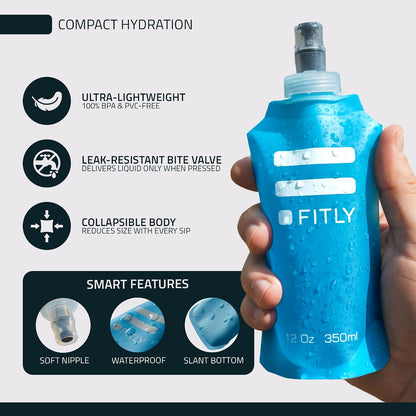 FITLY Soft Flask Running Water Bottle - Collapsible Hydration Flask