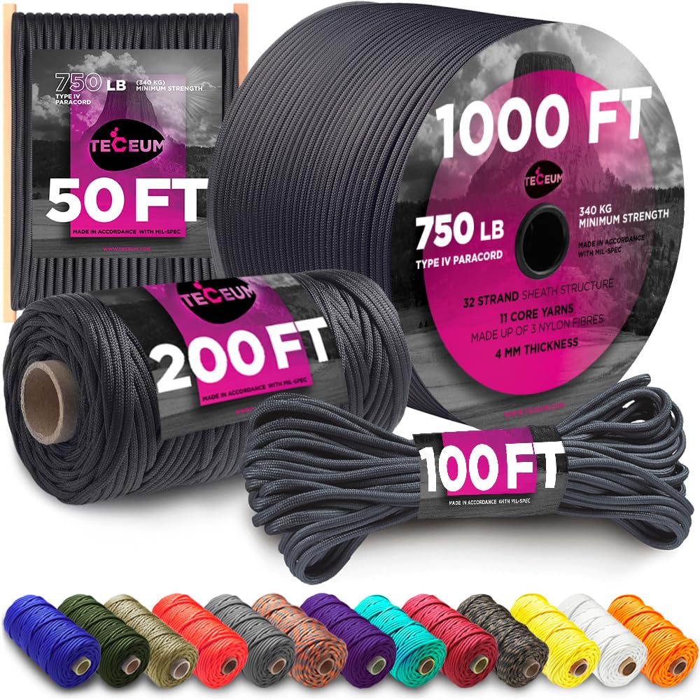 Paracord Rope 750lb 5/32 – Tent Camping Cord – Utility Outdoor Nylon Rope