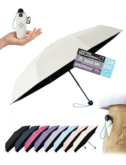 Mini Umbrella for Travel UPF 100+ UV Sun Compact for Purse Backpack
