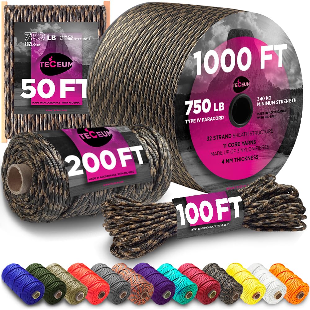 Paracord Rope 750lb 5/32 – Tent Camping Cord – Utility Outdoor Nylon Rope