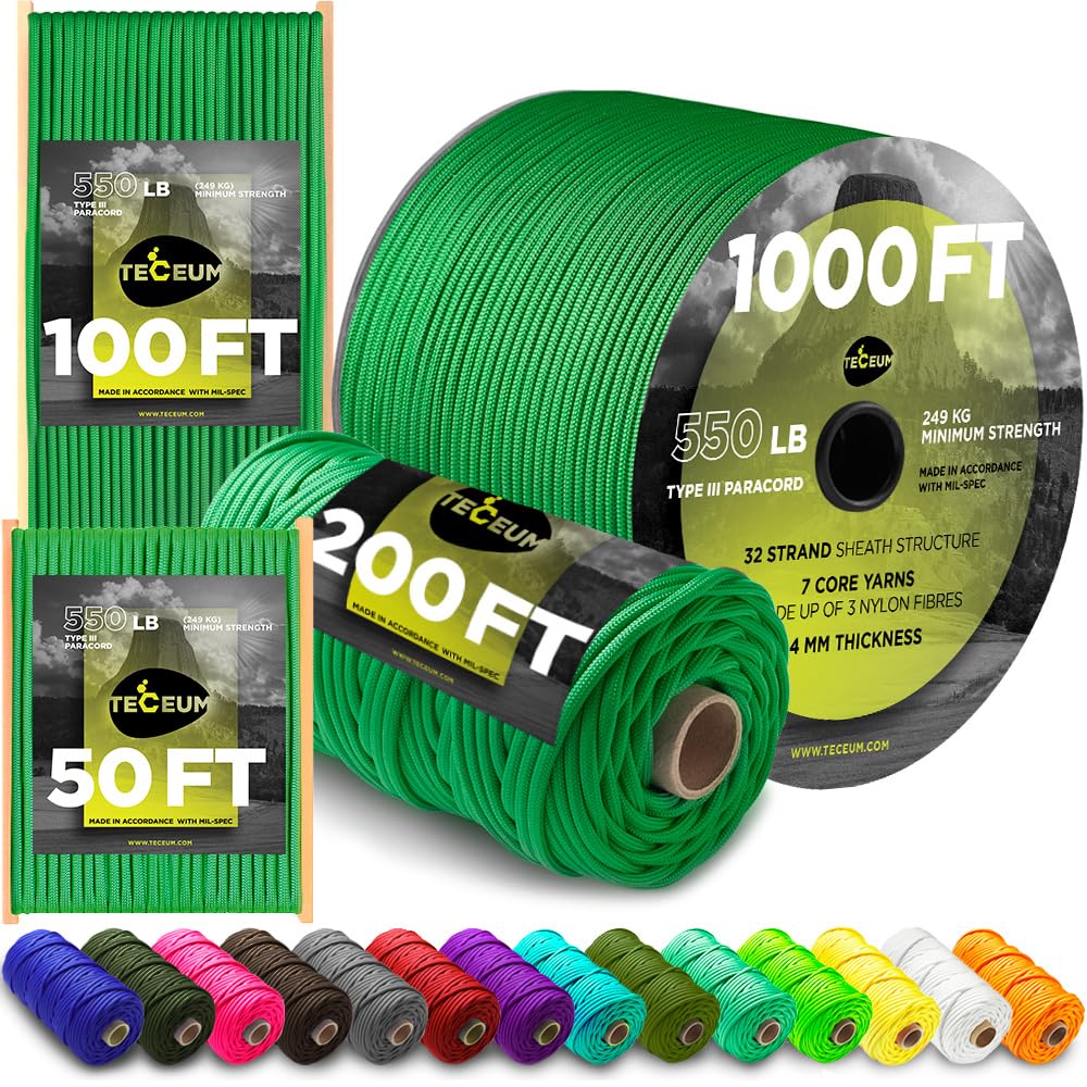 Paracord Rope 550 lb 4mm – Parachute Cord – Utility Camping Rope
