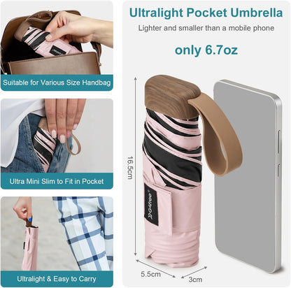 G4Free Mini Travel Umbrella for Purse Pocket Umbrella UPF 50+ UV Protection