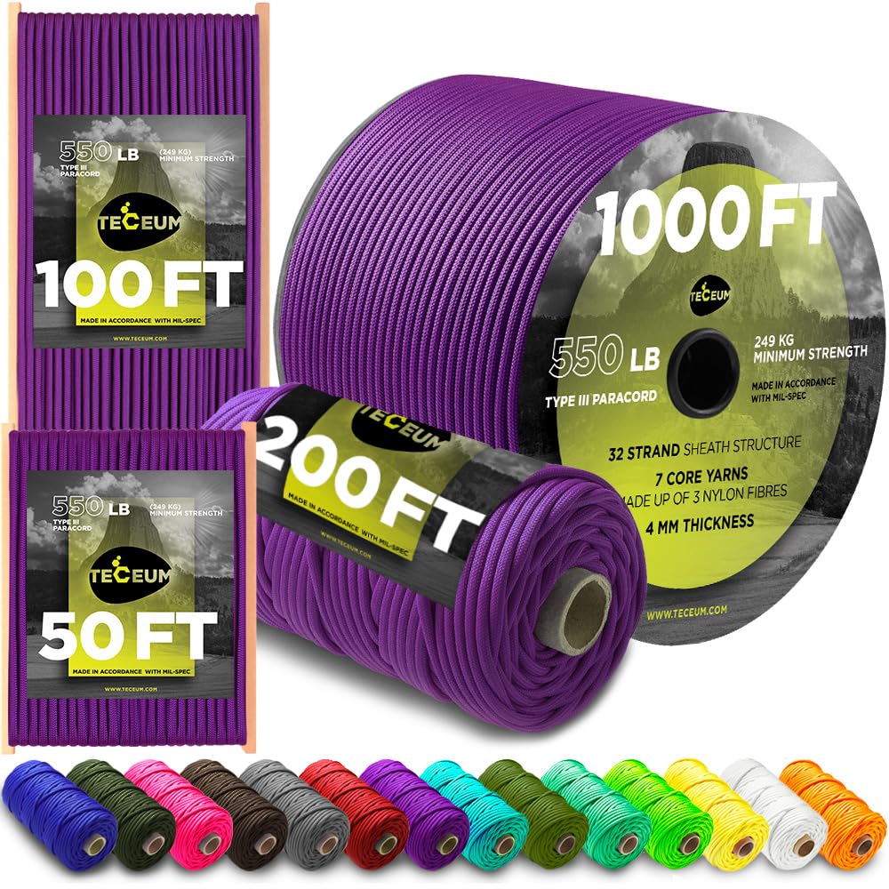 Paracord Rope 550 lb 4mm – Parachute Cord – Utility Camping Rope