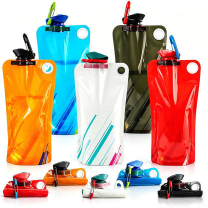 4 Pack Collapsible Water Bottles for Travel – 34oz Foldable Leakproof Water Bottle with Carabiner, Portable Reusable BPA-Free Water Bottle for Hiking,Sports,Camping,Biking