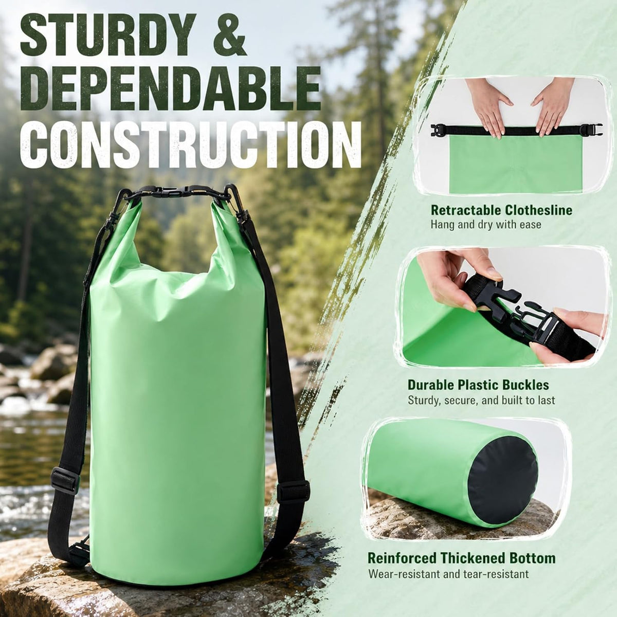 Shinylin Portable Hand Wash Bag with Retractable Clothesline, 7.9 Gallons