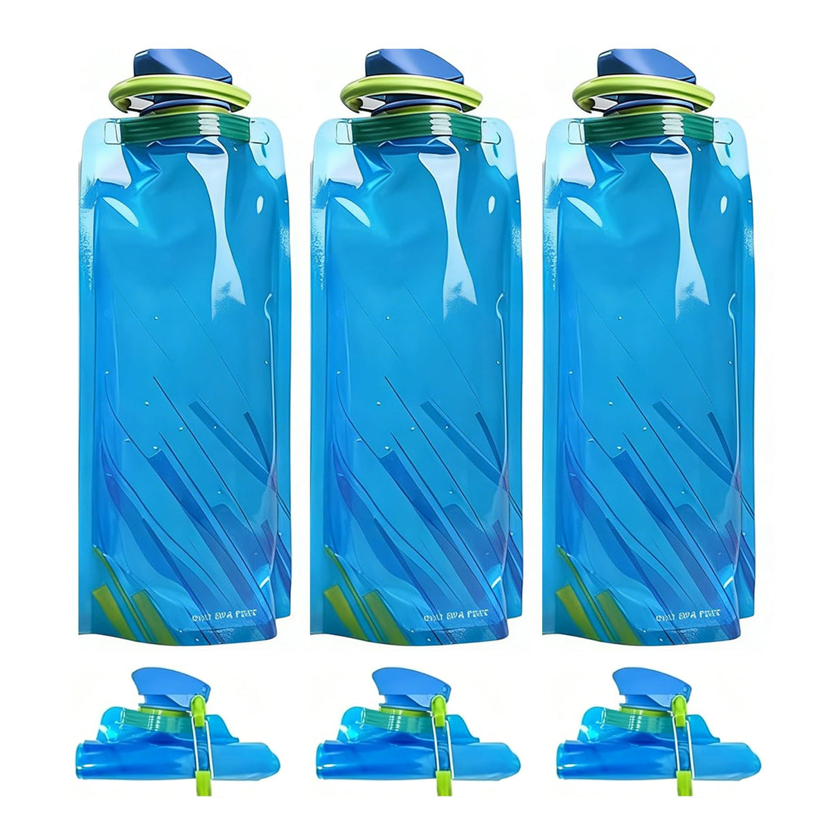 Jinora 4 Pack Collapsible Water Bottles for Travel – 20oz Foldable Water Bottle with Carabiner,Leakproof BPA-Free Water Jup, Portable Reusable Water Bottle for Hiking,Sports,Camping,Biking