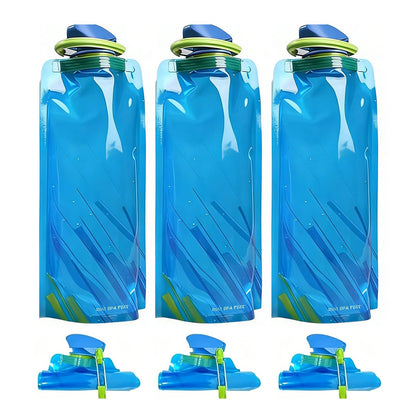 Jinora 4 Pack Collapsible Water Bottles for Travel – 20oz Foldable Water Bottle with Carabiner,Leakproof BPA-Free Water Jup, Portable Reusable Water Bottle for Hiking,Sports,Camping,Biking