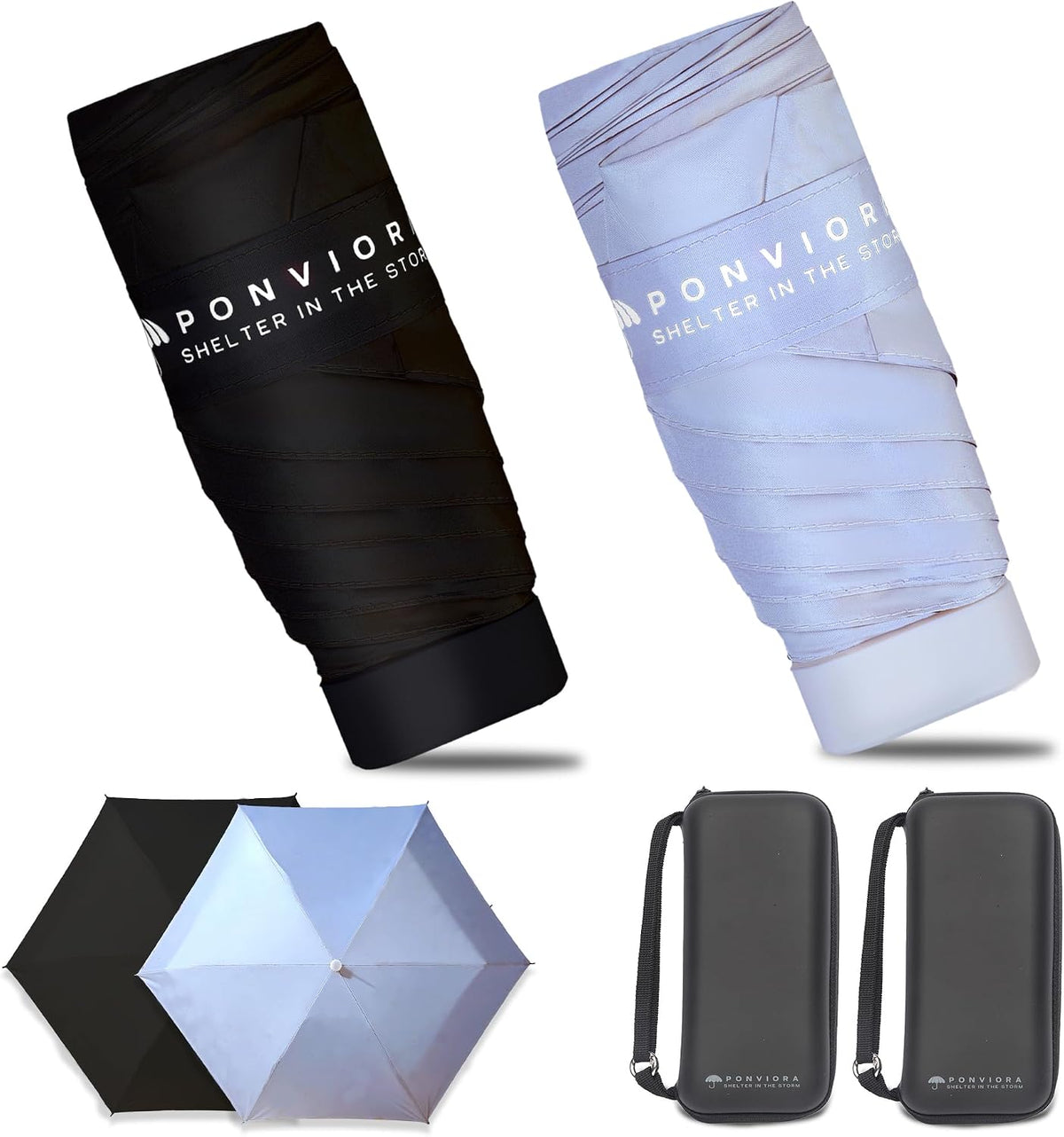 Compact Mini Windproof Travel Umbrella-UPF 50+ Sun & Rain Protection, Small Folding Design Fits in Pocket or Purse, Lightweight Portable with Case for Women, Men & Kids