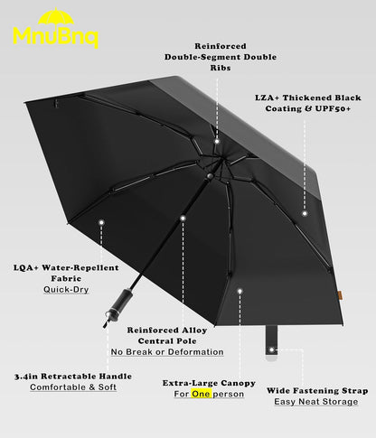 Mini Travel UV Umbrella Hidden Handle Ultra Compact Sun UPF 50+