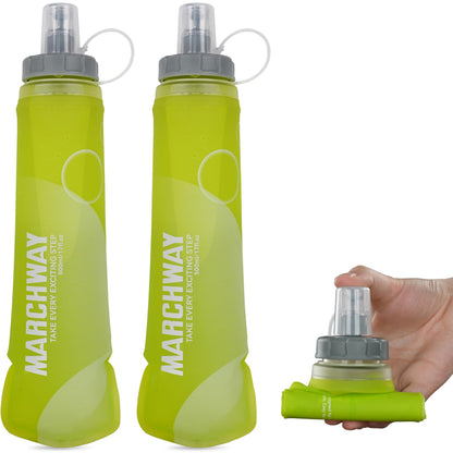 MARCHWAY Soft Flask Collapsible Water Bottle with Wide Mouth, 300ml/500ml