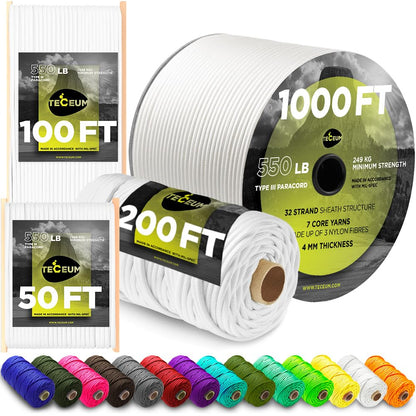 Paracord Rope 550 lb 4mm – Parachute Cord – Utility Camping Rope