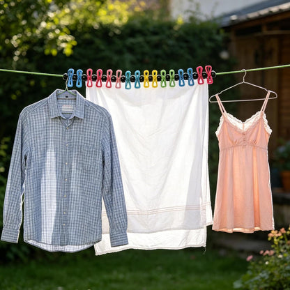 ISQ Steel Core Camping Clothesline with 16 Clothespins 17 Anti-Slip Balls Easy to Store Suitable for Outdoor Camping RV Travel Yachts and Balconies