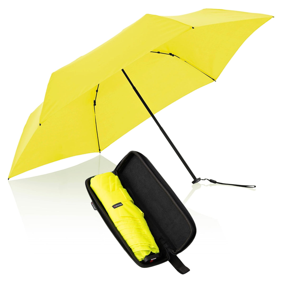 Knirps X4U My Clever Companion– 90cm Diameter Windproof Manual Open/Close Umbrella, Small and Compact Design for Travel and All Weather Protection, with Retractable Feature and Travel Case