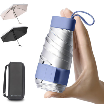 Compact Mini Windproof Travel Umbrella-UPF 50+ Sun & Rain Protection, Small Folding Design Fits in Pocket or Purse, Lightweight Portable with Case for Women, Men & Kids
