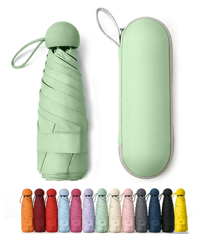 Mini Umbrella for Purse with Case, Sturdy Travel Essentials, UV Sun Protection Lightweight Compact Manual Open Close, Tiny Pocket Fits Purse Backpack, Women Kids Men