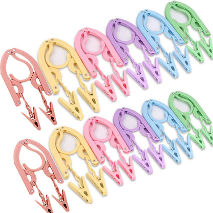Foldable Multicolor Hangers12Pcs with 24Pcs Clips and 1Pcs Clothesline