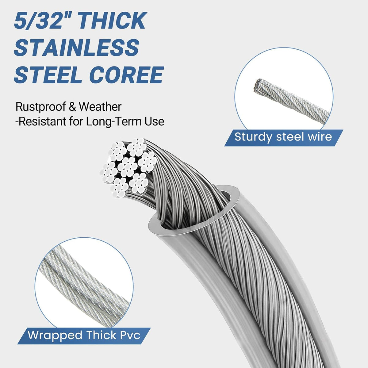 50FT Outdoor Clothesline Wire Rope System, Adjustable Steel Laundry Line with Pulley & Turnbuckle, Heavy Duty Clothes Line for Backyard, Travel & Outdoor Drying (Clear)