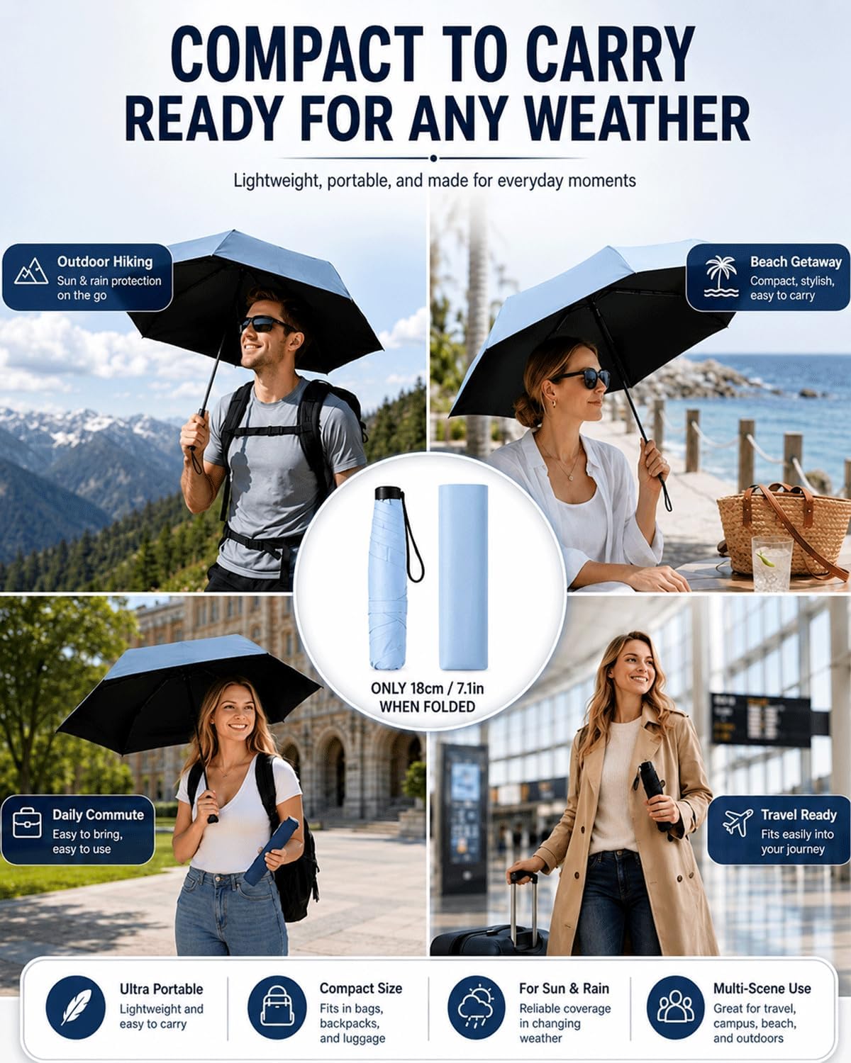 Beach Backpack Pencil Umbrella Japanese Sun from UV Protection Mini Travel Pocket Ultra Light Rain Sports Compact Small for Purse Size Tiny Windproof Walking Portable Lightweight Packable Large