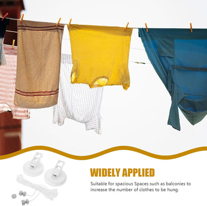 Luxshiny Portable Retractable Clothesline with Suction Cups No Drill Outdoor & Indoor Laundry Drying Line for Travel Camping Balcony Use Thickened Rope Adjustable Length