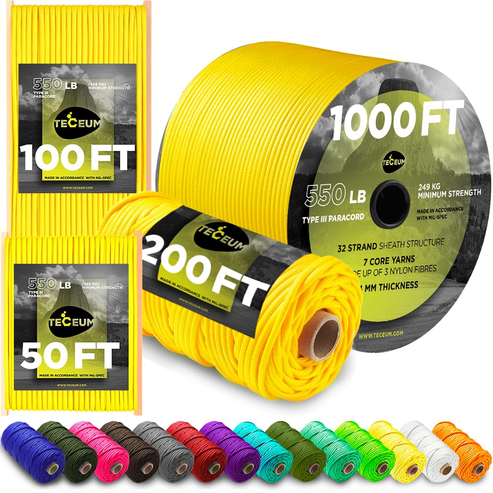 Paracord Rope 550 lb 4mm – Parachute Cord – Utility Camping Rope