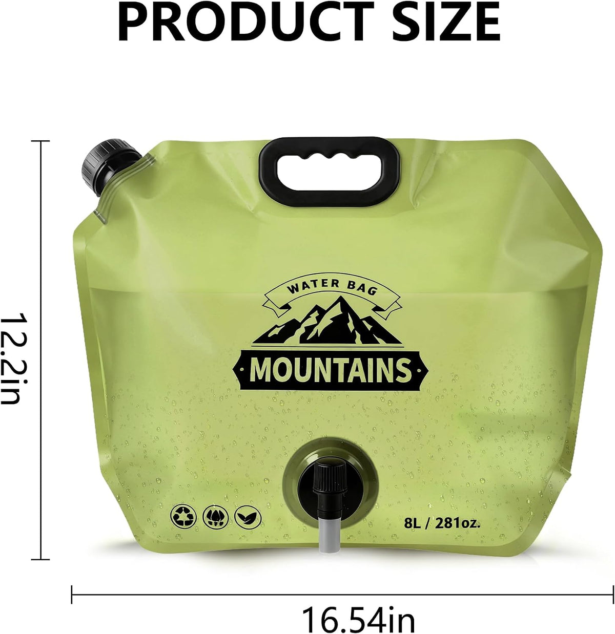 Camping Water Container, Collapsible 2 Gallon Water Jug with Spout BPA-free