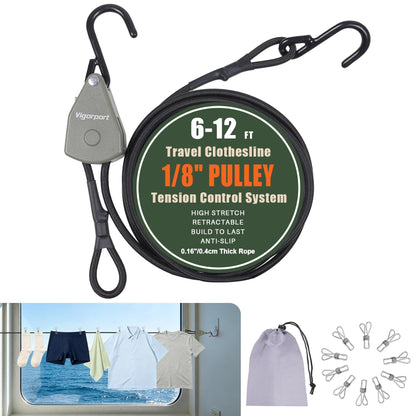 Vigorport Retractable Travel Clothesline, Heavy Duty Pulley Clothes Line