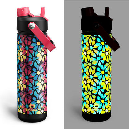 ENCOOL Insulated Water Bottle with Straw Stainless Steel Water Bottle, Leak-Proof, BPA-Free, Double Wall Vacuum Keeps Cold for 24 Hours for Sports, Travel, School (26 oz, Black Night)