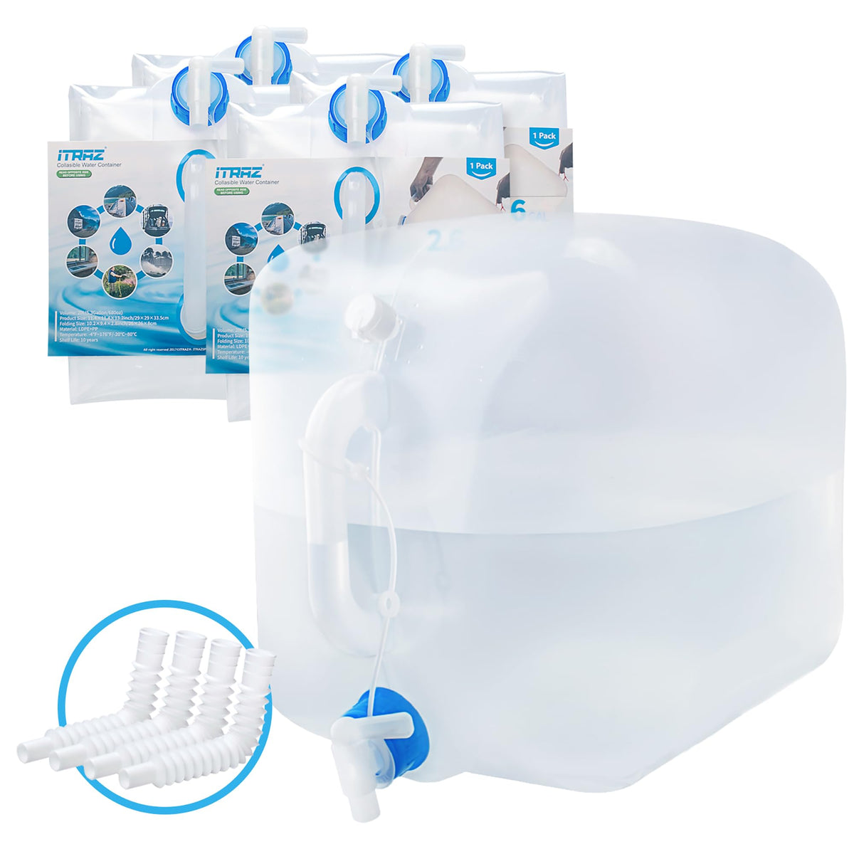 BPA-Free Collapsible Water Container with Spigot, 2-Pack 5.3 Gallon