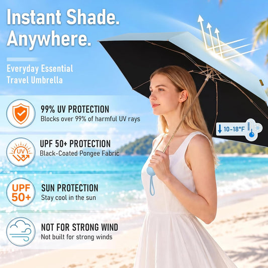 F3 MINI Travel Umbrella with UV Protection, Sun & Rain, 39" Arc