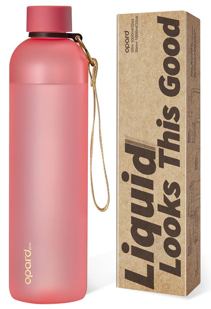 Opard Slim Water Bottle 32oz, Dishwasher Safe Plastic Water Bottle BPA-Free, Leakproof Screw Top, Forest Green, Reusable for Travel School Sport Gym Hiking