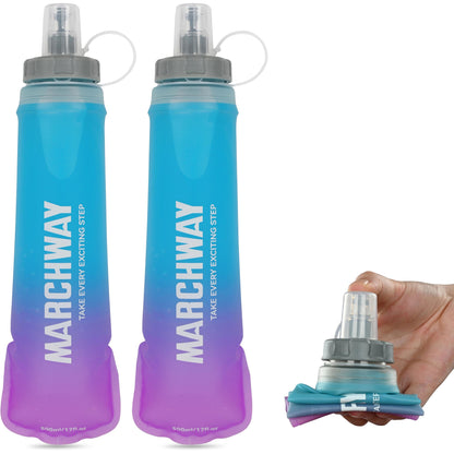 MARCHWAY Soft Flask Collapsible Water Bottle with Wide Mouth, 300ml/500ml