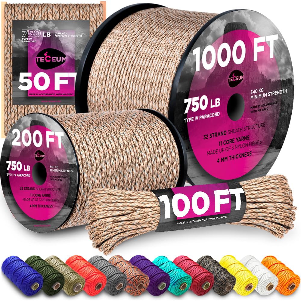 Paracord Rope 750lb 5/32 – Tent Camping Cord – Utility Outdoor Nylon Rope