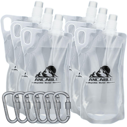Ancable 1L Hiking Collapsible Water Bottles, 4-Pack 33OZ BPA-Free Foldable Backpacking Water Bottle for Travel Camping Hiking