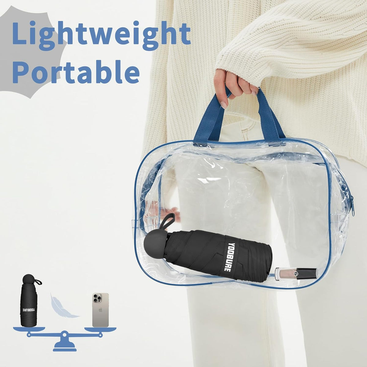Yoobure Travel Umbrella Portable Compact Umbrellas, Pocket Mini for Purse, Umbrellas for UV Sun & Rain Small for Backpack, Umbrella with Case Folding for Kids Women