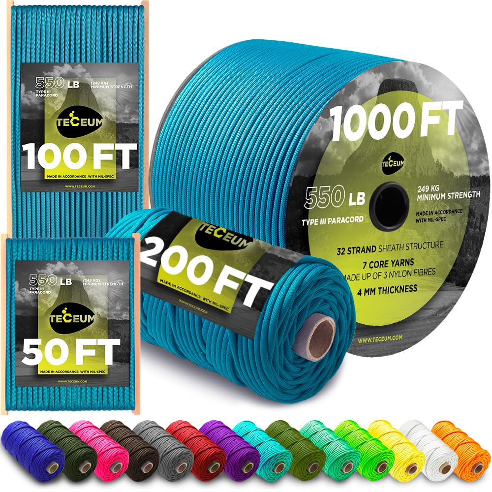 Paracord Rope 550 lb 4mm – Parachute Cord – Utility Camping Rope