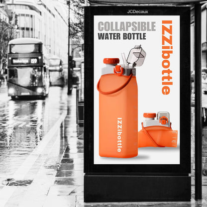IZZI bottle Collapsible Lightweight Silicone Water Bottle (600ml, Blue) | BPA Free, Eco-Friendly, Medical Grade | Leakproof Bottle for Sports, Travel, Hiking, Gym, Outdoor Adventures and Daily Use
