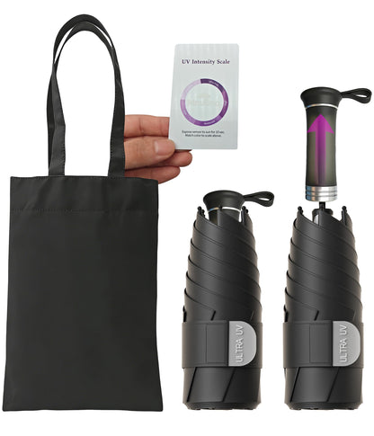 Mini Travel UV Umbrella Hidden Handle Ultra Compact Sun UPF 50+