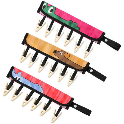 TamBee Travel Hangers Foldable for Suitcase Clothespin Travel Portable Folding Clothes Drying Hanger with 6 Clips Pack of 3 (Black, Red, Rose red)