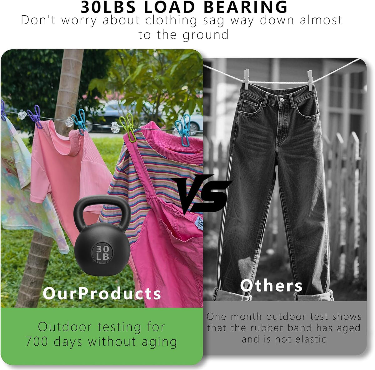 Travel Clothesline Length 9.8Ft with 12 Clothespins, Wire Rope Adjustable Length, Indoor Clothesline, Outdoor Camping Accessories