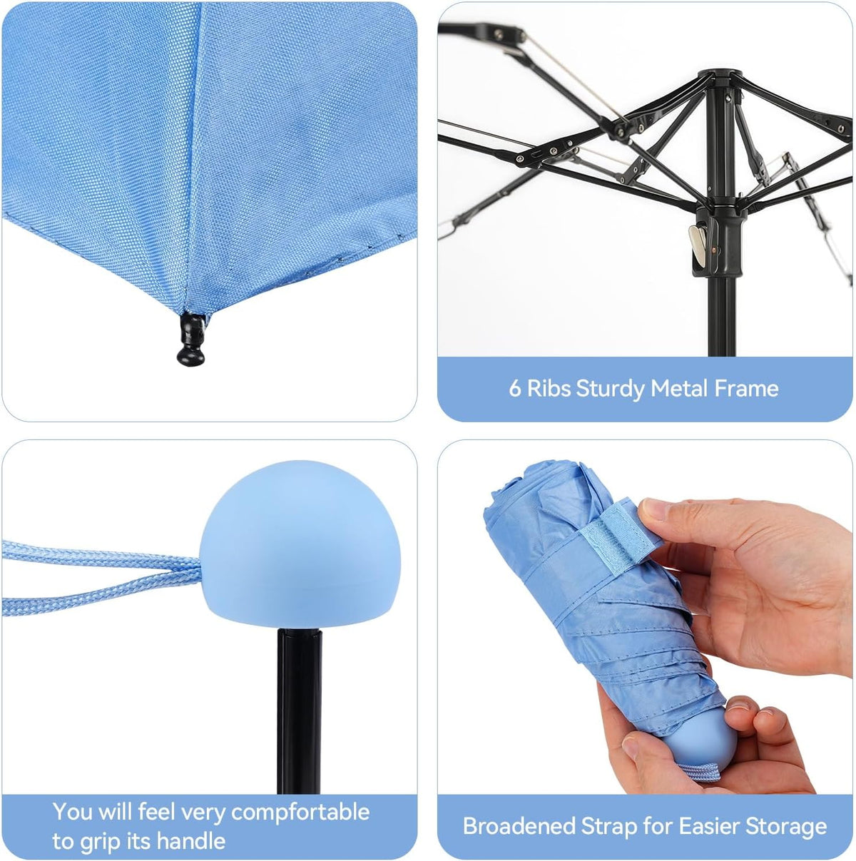 Mini Umbrella for Travel, Compact Folding Umbrella with Case