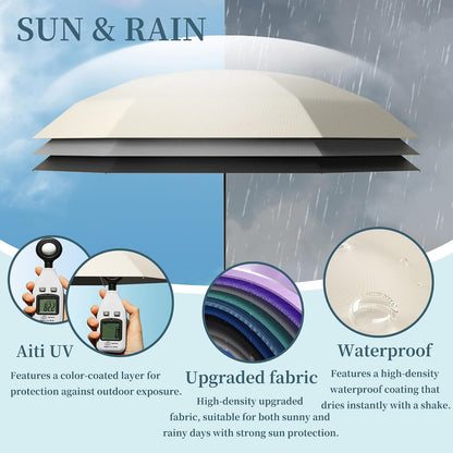 Mini Folding Travel Umbrella/Parasol, Widened Strap for Neat Storage, Compact/Flat Handle/Waterproof Rain/Sun, Purse/Pocket/6Ribs/UPF 50+/UV Protection, Men Women Kids/Ultra-Lightweight