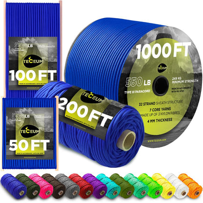 Paracord Rope 550 lb 4mm – Parachute Cord – Utility Camping Rope