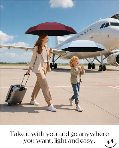 Seniny Mini Travel Umbrella with Case, Compact Pocket Size UV Sun & Rain