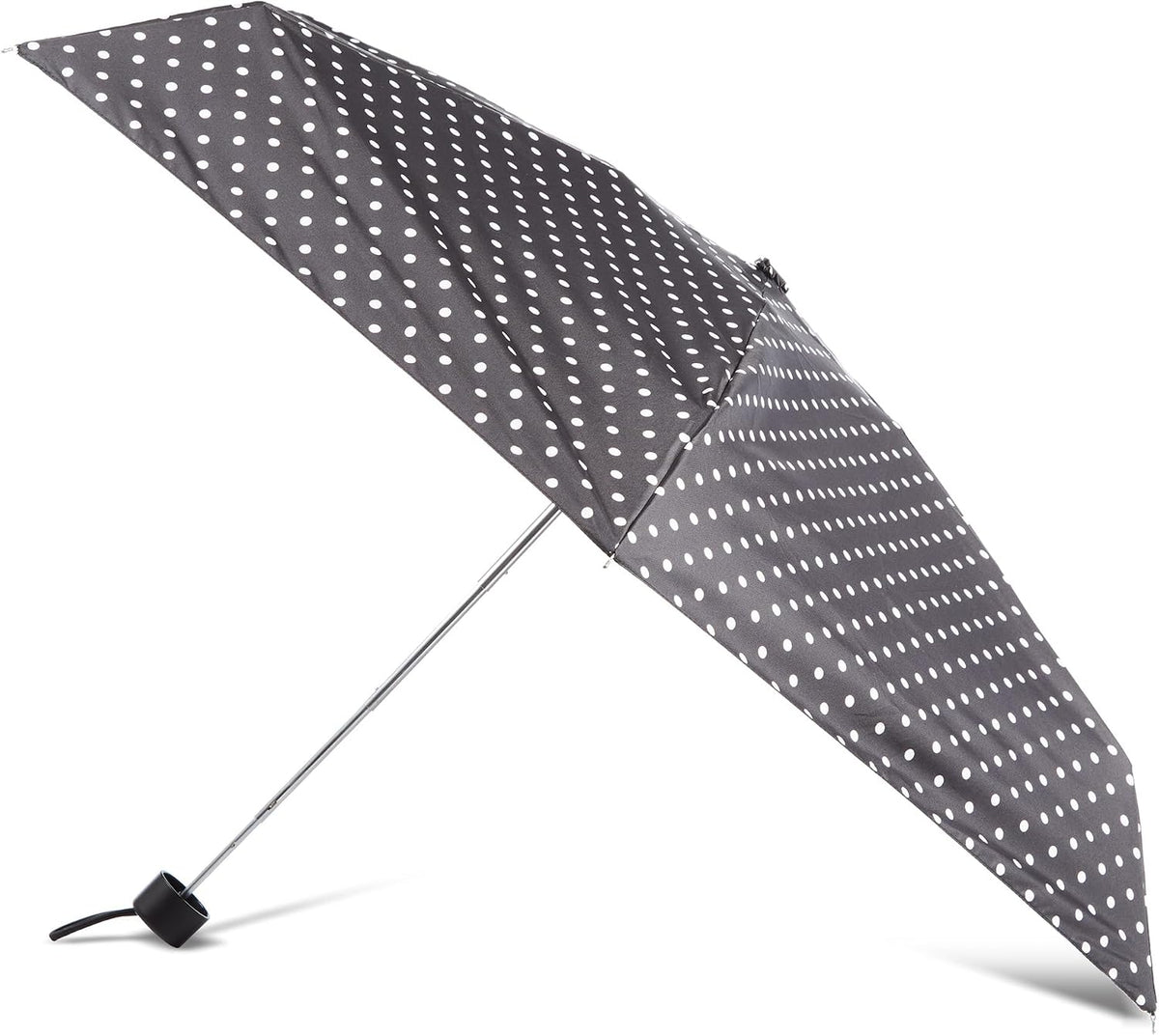Totes Micro Mini Manual Compact Umbrella, NeverWet technology, Colorful dots on black, 38" arc Coverage