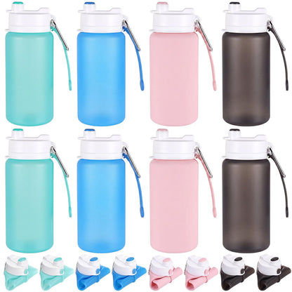 LemonRoad 2 Pcs 19 oz Silicone Collapsible Water Bottle, Pink Green