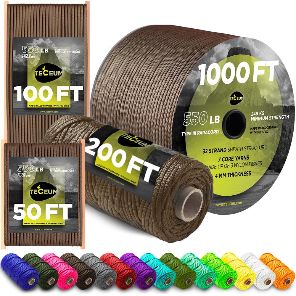 Paracord Rope 550 lb 4mm – Parachute Cord – Utility Camping Rope