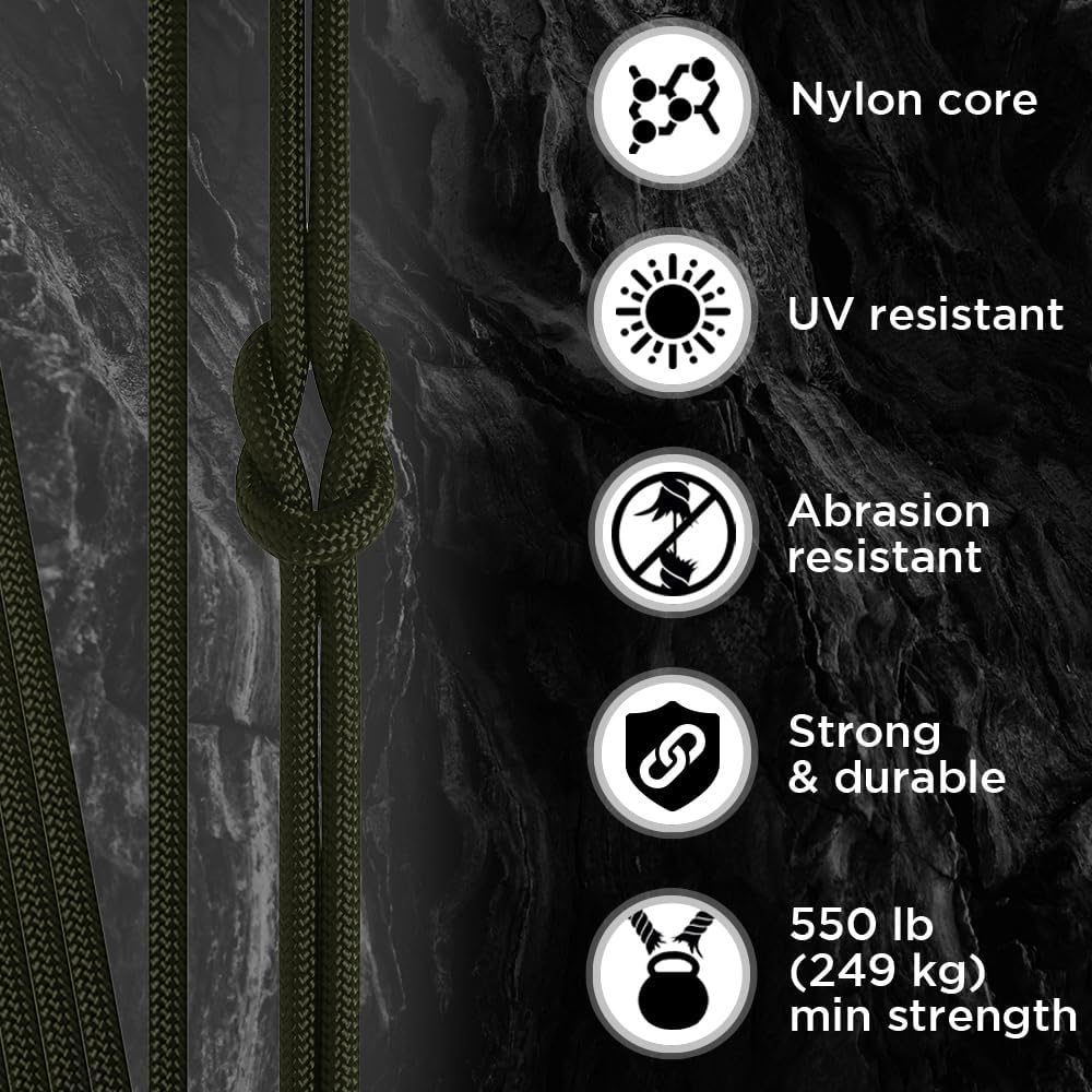 Paracord Rope 550 lb 4mm – Parachute Cord – Utility Camping Rope